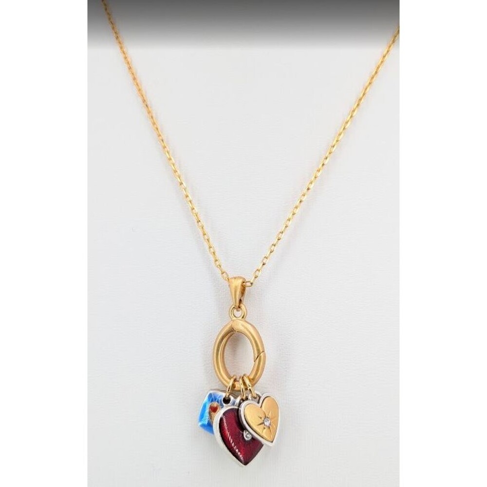 Brighton One Heart Necklace JM7687 Gold Silver Blue Red Enamel Crystal 16-19in